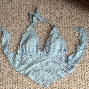 Light Blue Crochet Halter Top